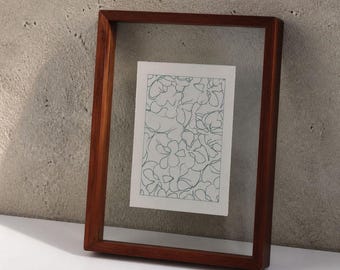 Pinewood Floating Picture Frame in Dark Varnish, Double Sided Glass Frame for Pressed Flower, Photo Display