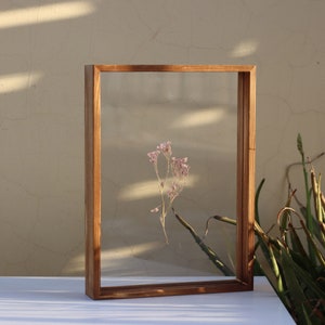 Darkened Pinewood Picture Frames, Large Double Side Floating Frame for Pressed Flowers, Certificates, A4 Frame, Rustic Frame Decor