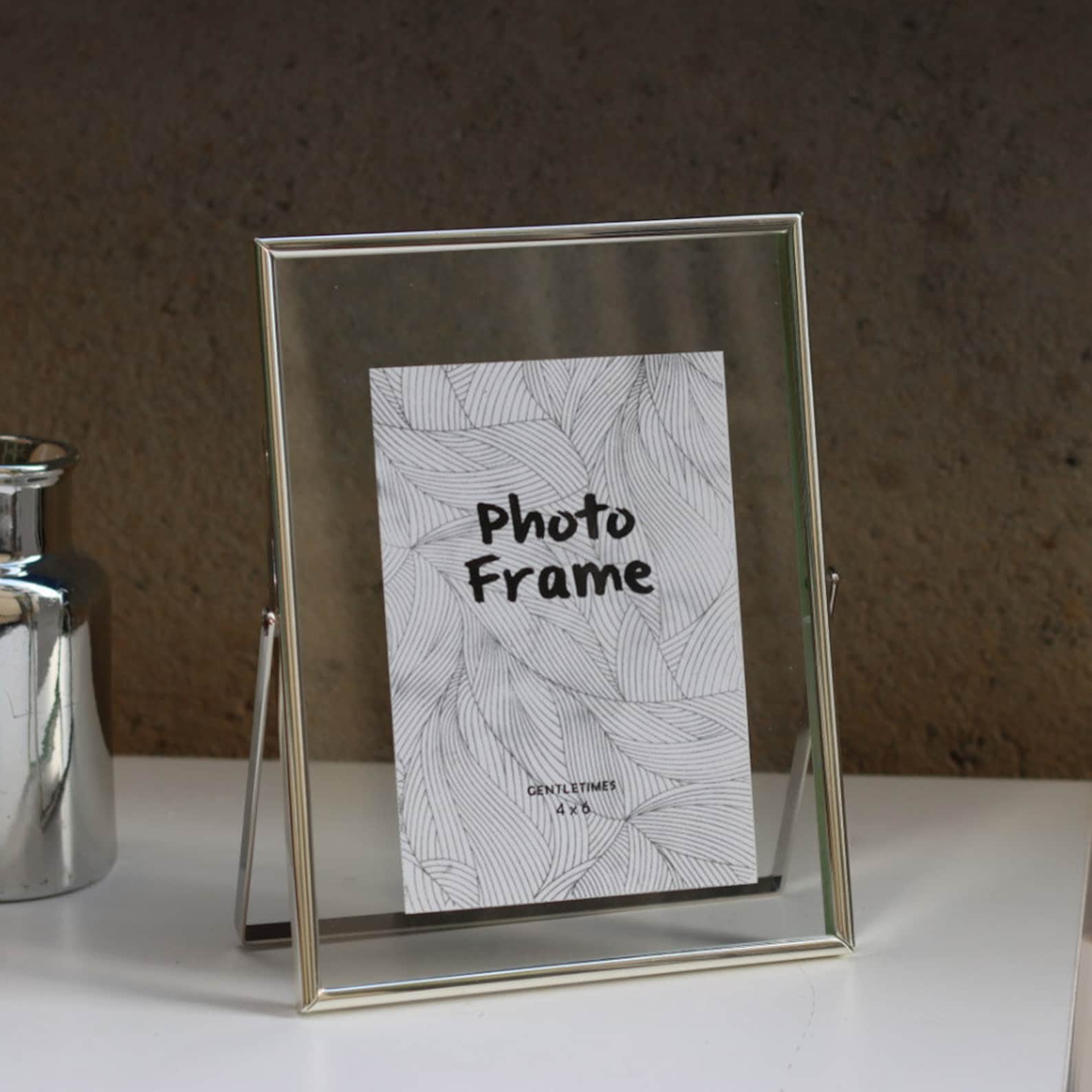 Silver Floating Photo Frame, Double Sided Glass Frame for Pressed ...