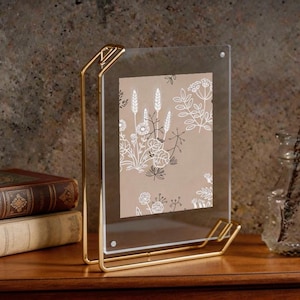 Golden Floating Picture Frame, Double Side Frame for Pressed Flowers, Table Numbers, Photo Display(4x6, 6x8, A4)