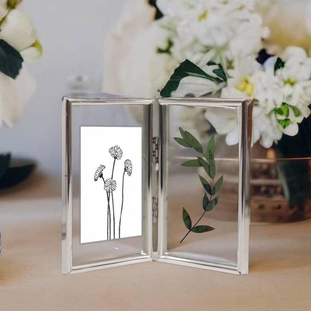 Silver Floating Frame Double Folded 4 Sided Glass Frame for - Etsy