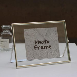 Silberner schwebender Rahmen horizontal, doppelseitiger Rahmen, Glasrahmen für gepresste Blumen, Tischnummern, Fotos, 13x18, 4x6, 6x20, 20x25 cm