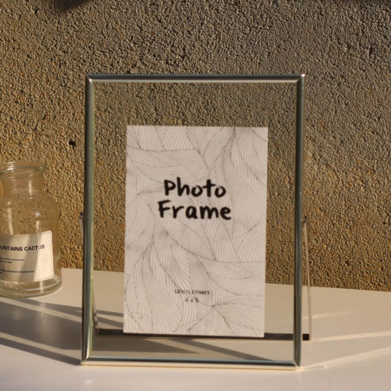 Silver Floating Photo Frame, Double Sided Glass Frame for Pressed ...