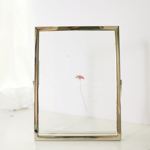 Silver Floating Frame, Double Side Frame, Glass Frame for Pressed Flowers, Table Signs, Minimalist Decor, 3.5x5, 4x6, 5x7, 6x8, 8x10 INCHES