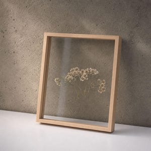 Birch Veneer Floating Frame,  Double Sided Glass Frame for Pressed Flowers & Photos, 5x7, 8x10, 11x14 INCHES