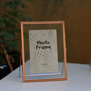 Etched Rose Gold Floating Frame, Double Glass Frame for Photos, Pressed Flowers