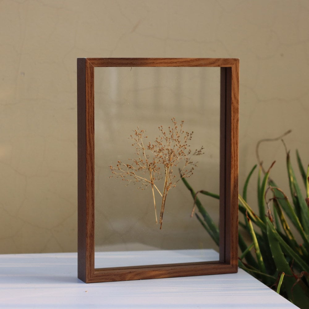 White Oak Veneer Floating Frame, Wooden Picture Frame, Double Glass Frame  for Pressed Flowers, Wedding Signs,certificate,8x10,10x12,a4 Frame 