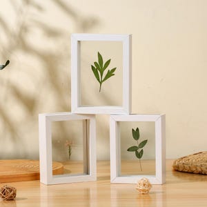 White Polaroid Frame, Small Double Side Floating Frame, Glass frame for Pressed Flowers, Collage Photos, 3.5x5, 4x6 INCHES