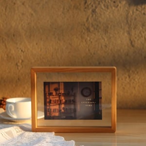 Marco flotante de madera de pino barnizada, marco de cristal de doble cara para flores prensadas, A4, A3