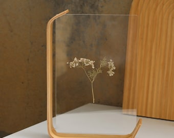 Marco flotante de madera contrachapada de abedul, marco de doble cara, marco de imagen transparente para flores prensadas, señalización de boda, menú de bar, regalo de marco personalizado