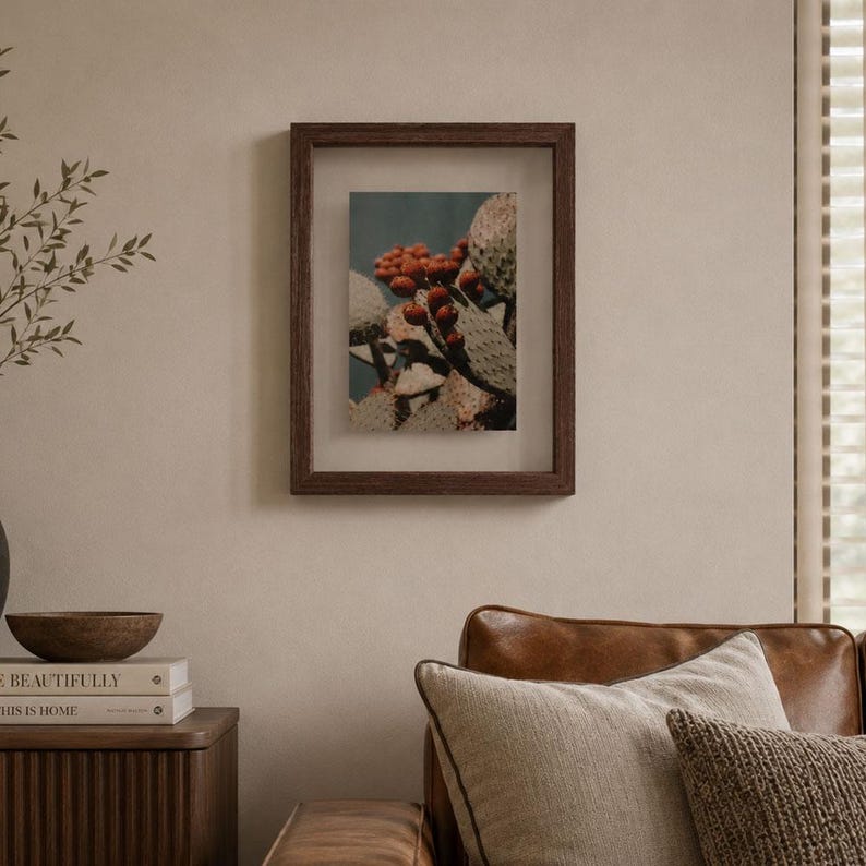 Rosewood Veneer Floating Photo Frame, Double Sided Glass, Pressed Flower Display (5x7, 8x10, 11x14 INCHES) image 5