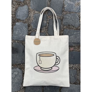 Eco-Friendly 100% Cotton Canvas Tote Bag &quot;Little Miss Tea Cup&quot;