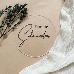 Acrylschild Türschild Türkranz für Haustür Familienname Willkommen