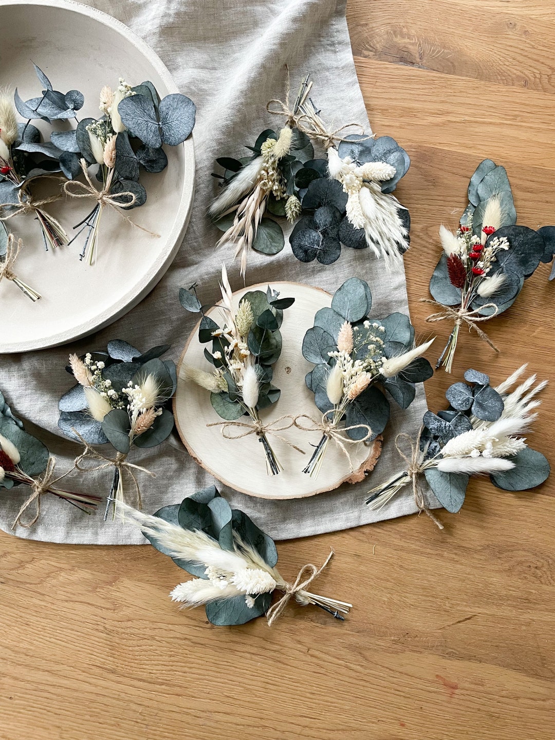 Mini bouquet de fleurs séchées eucalyptus décoration de mariage ...
