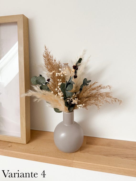 Trockenblumenstrauß inklusive Vase Pampasgras Boho Deko