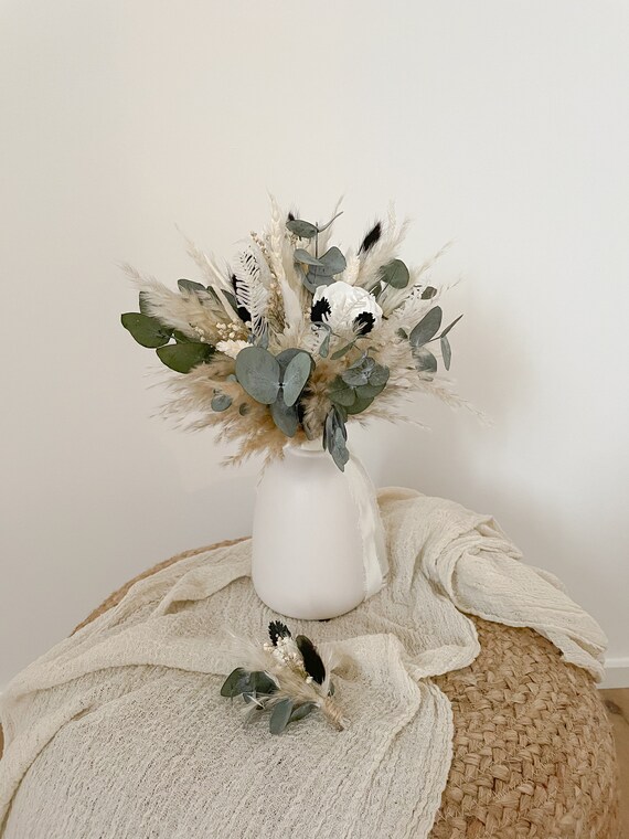 Bouquet Di Fiori Secchi Di Eucalipto - 52 Pezzi Per Decorazioni Matrimoni, Fai Da Te, Aromaterapia - Verde - Foto 12