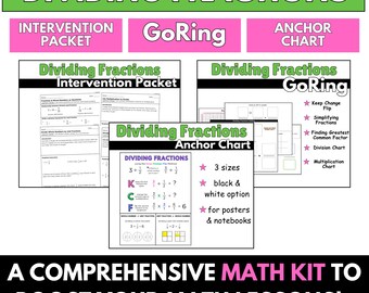Kit de matemática para divisão de frações (número inteiro por fração unitária)
