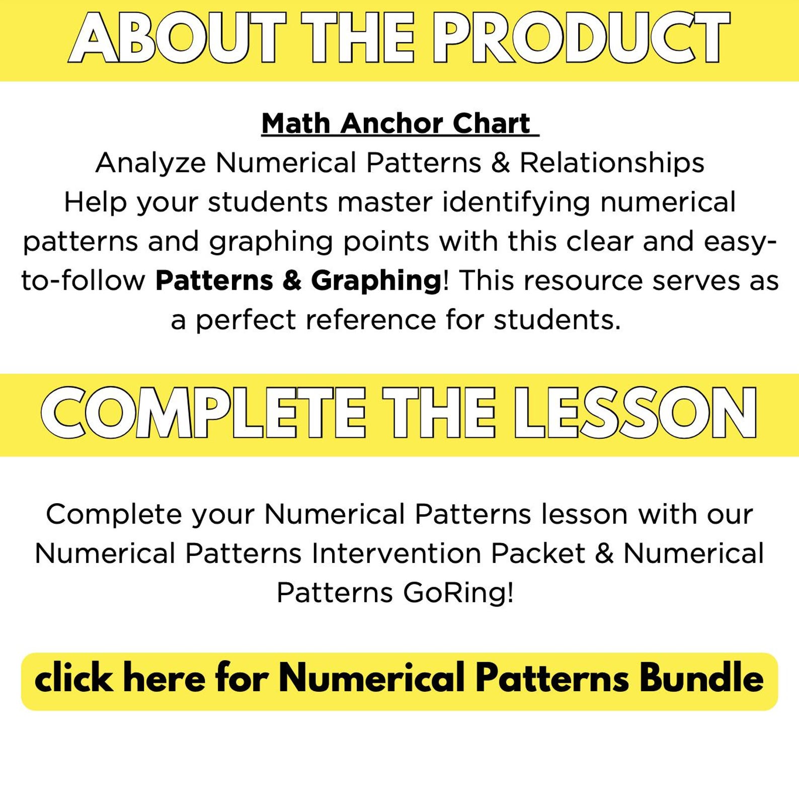 Numerical Patterns Anchor Chart | Patterns & Graphing Points - Etsy