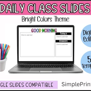 Back to School Classroom Slides | Daily Slides | Teacher Organization | School Classroom Decor | Colorful Classroom Slides | Google Slides