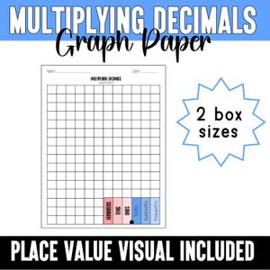 Multiplying Decimals Graph Paper, Graphic Organizer, Place Value Reference Sheet, Multiplication Scaffold, Multiplying Decimals Scaffold