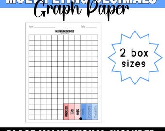 Papel quadriculado para multiplicação de decimais, organizador gráfico, folha de referência de valor posicional, andaime de multiplicação, andaime para multiplicação de decimais