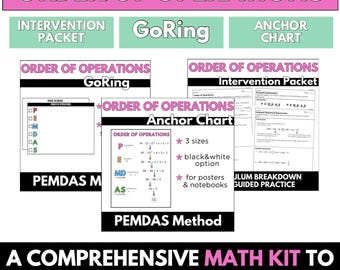 Kit de matemática de ordem de operações (PEMDAS)