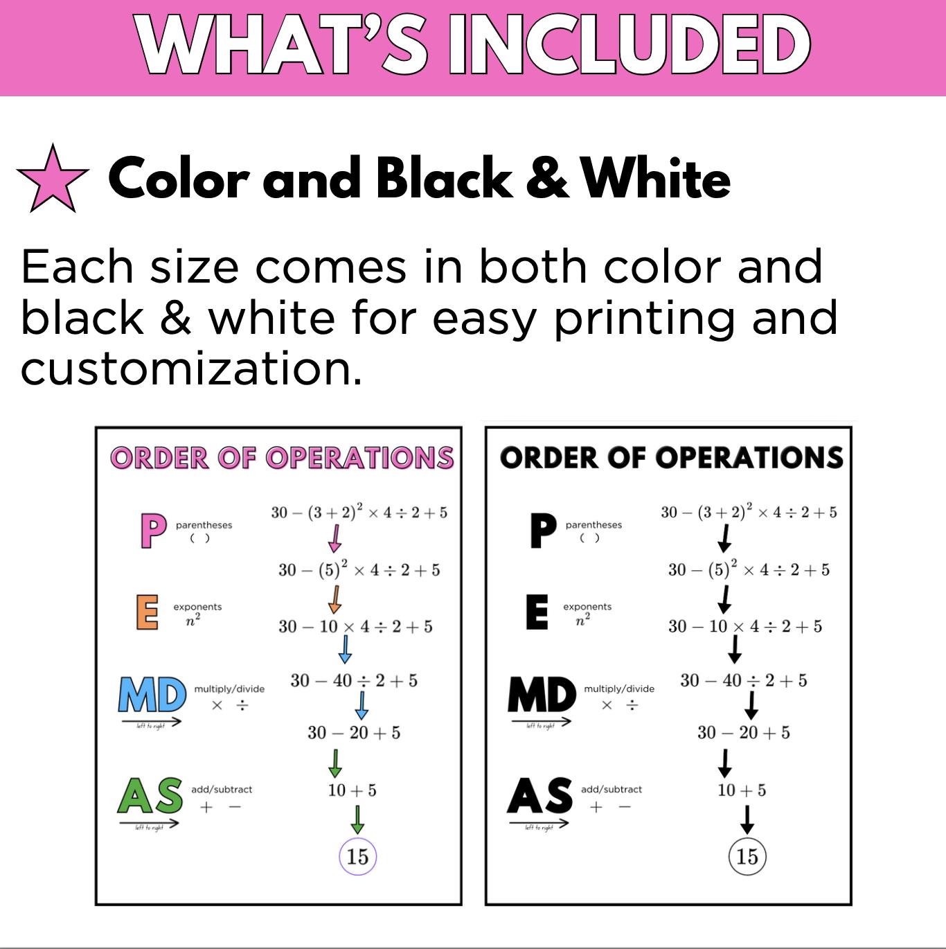Order of Operations Anchor Chart ( PEMDAS ) - Etsy