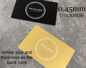 Personalised 2 Sided Laser Engraved Black matte, gold Metal (aluminum) Business Cards, membership cards, VIP cards, loyalty card