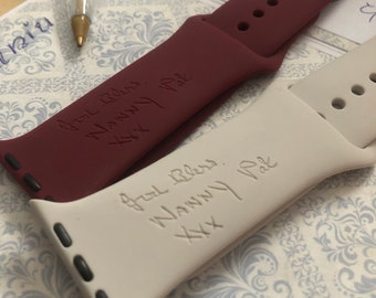 Handwriting engraved Apple Watch strap, Personalised engraved band, 38/40/41/42/44/45/49mm, Birthday gift, Anniversary gift, For Him,For Her