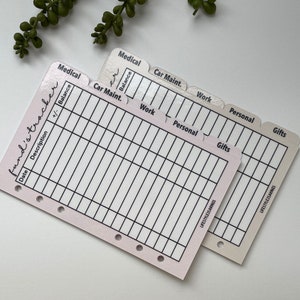 Cash Envelope Funds Tracker, Funds Tracker, Tabbed Dividers for A6 Binder, Tabbed Cash Envelope Funds Tracker, A6 Personal Size Divider