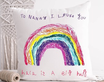 Children's personalised cushion gift | Gift for Mum Dad | Kids drawing | Photo gift | Grandparents | Home decor - Child's drawing art gift