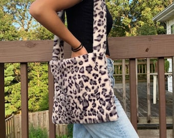 fluffy bag with flowers