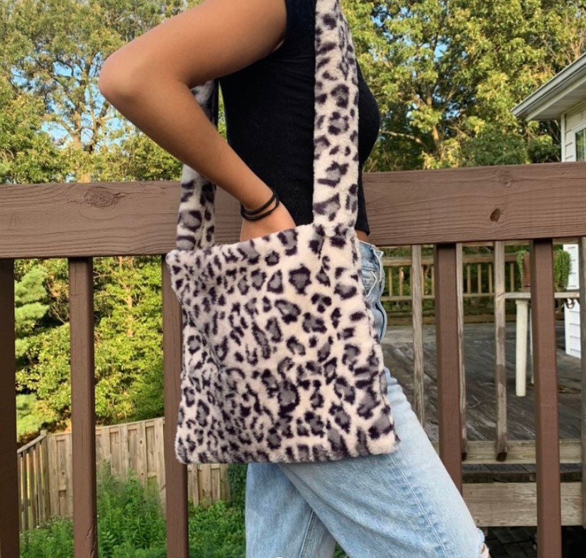 Furry Leopard Purse