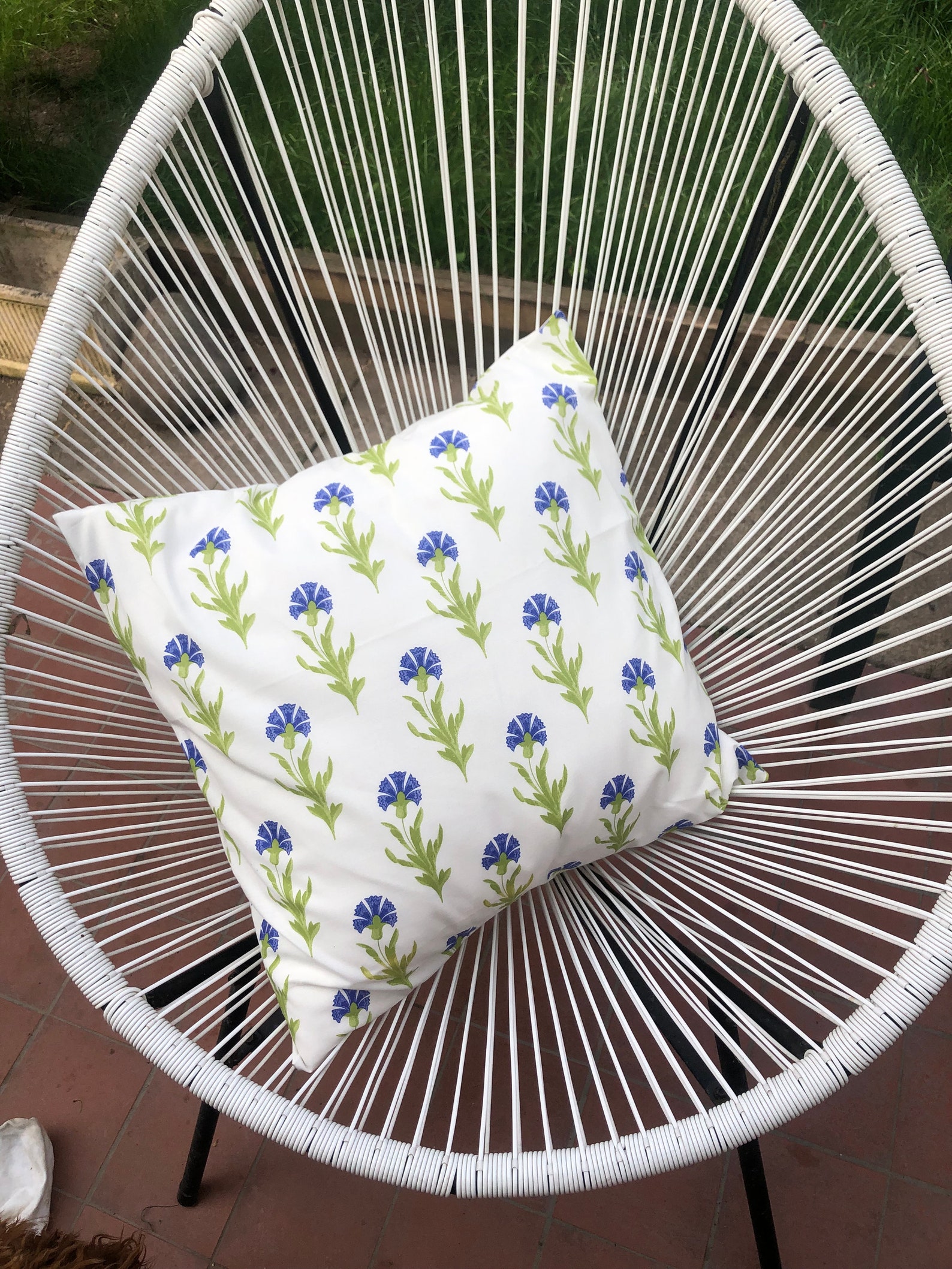 Handmade vintage floral cushion covers blue/white Etsy