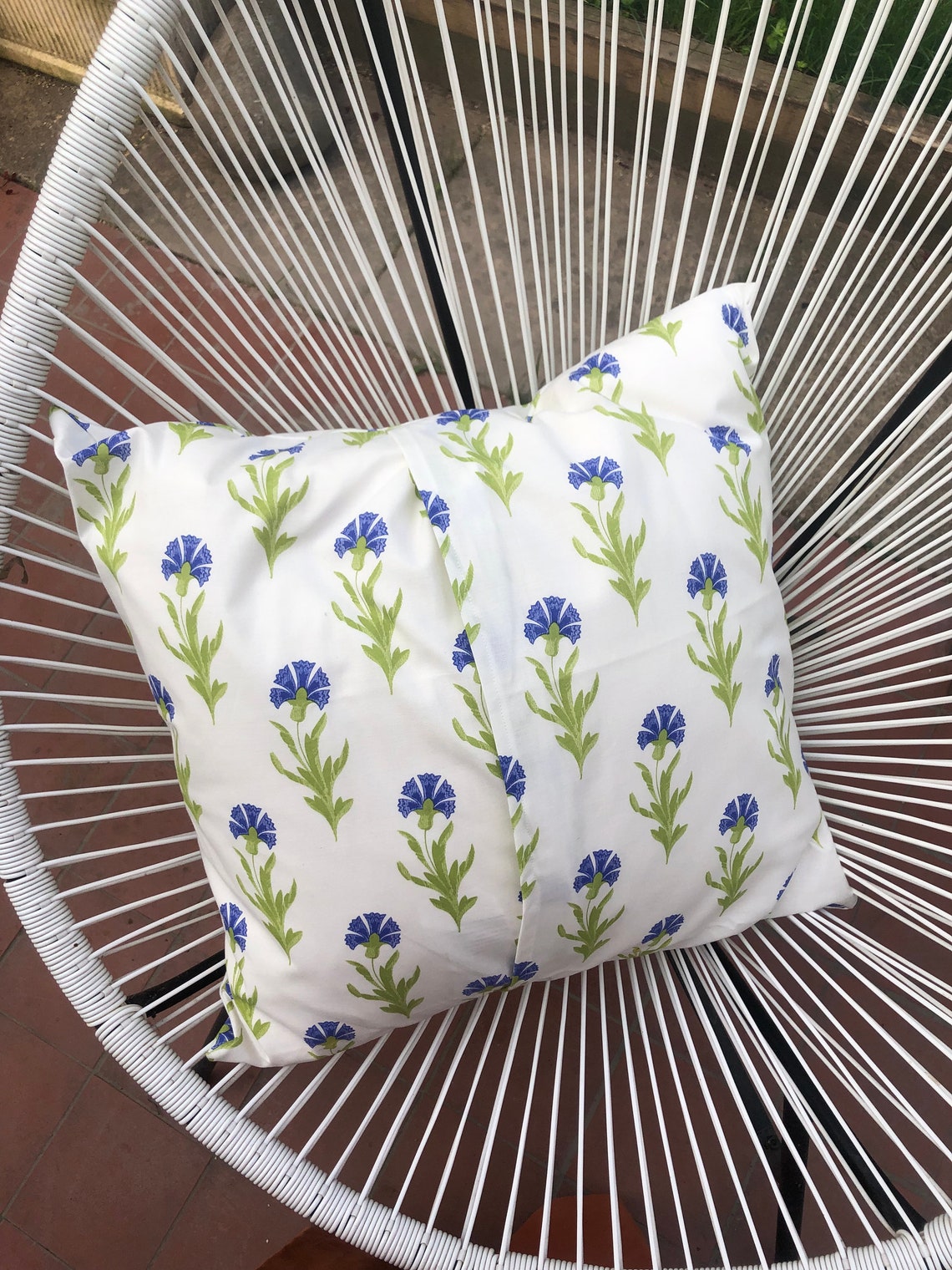 Handmade vintage floral cushion covers blue/white Etsy