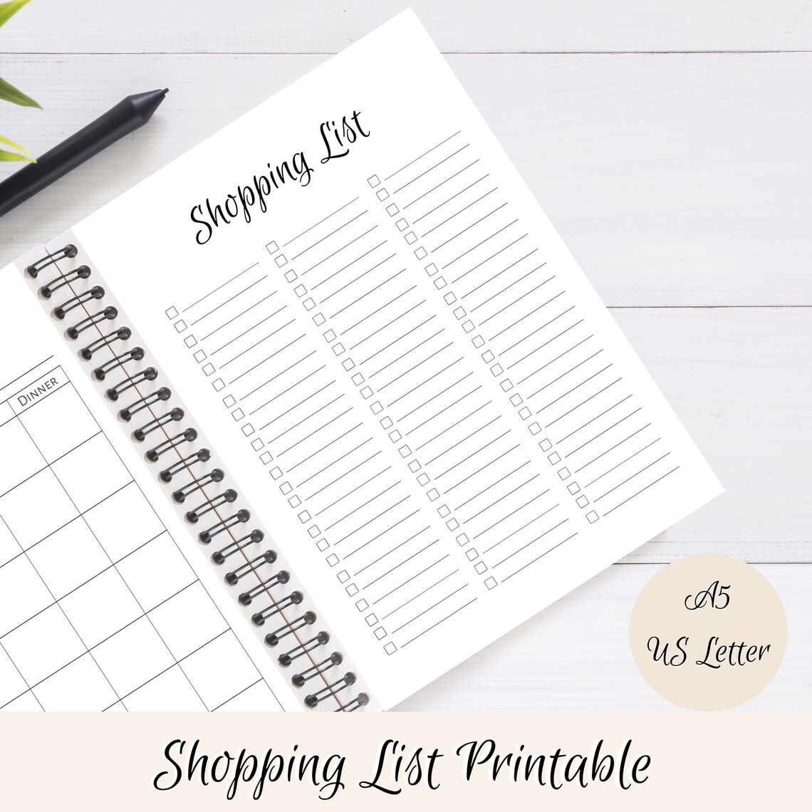 Printable Shopping List Planner Shopping List Printable US Letter, A5 ...