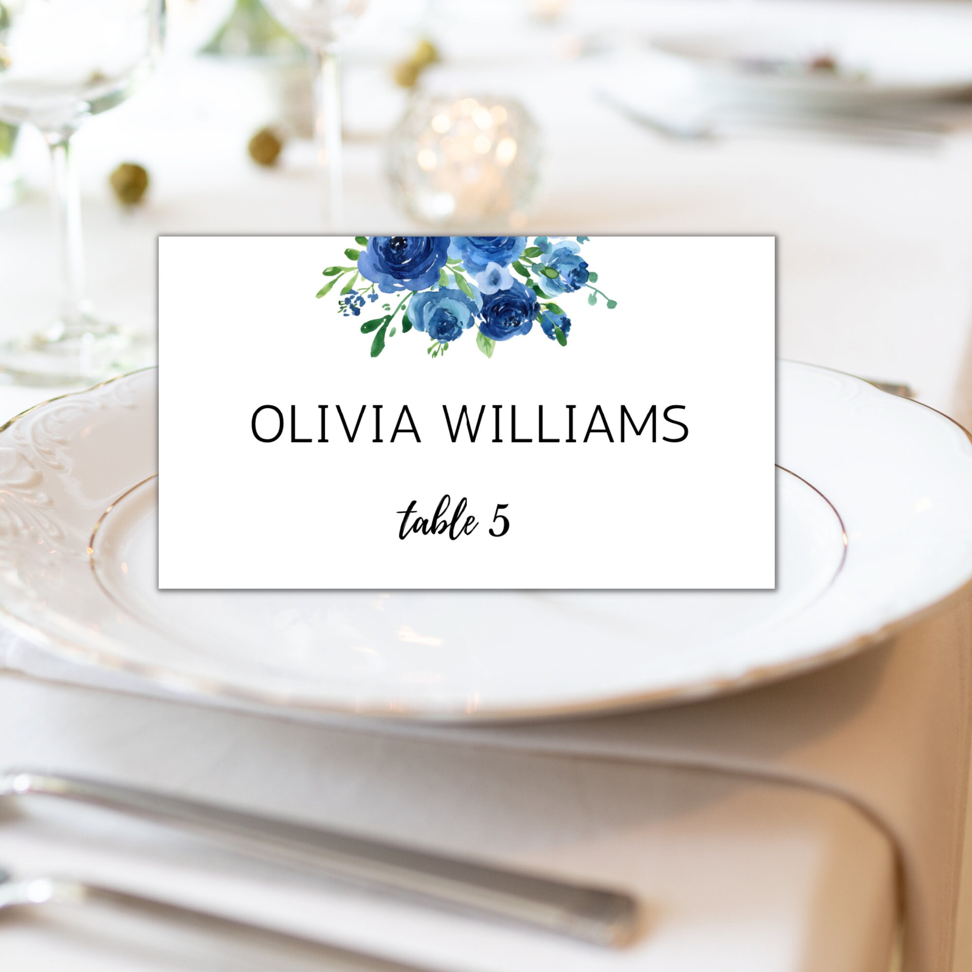 Place Card Template Royal Blue Place Card Instant Download - Etsy UK