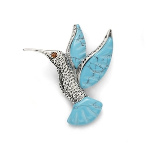 Hummingbird Sterling Silver handmade vintage pendant with turquoise Women Jewelery, gift for Mom Wife Sister