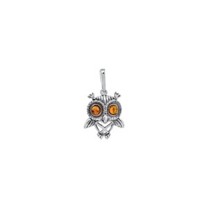 Sterling Silver handmade vintage owl pendant with baltic amber Women Jewelery, gift for Mom Wife Sister