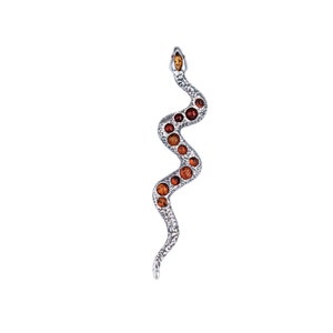 Sterling Silver handmade vintage pendant snake with baltic amber Women Jewelery, gift for Mom Wife Sister