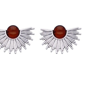 Sterling Silver handmade vintage earrings with baltic amber sun Women Jewelery, gift for Mom Wife Sister