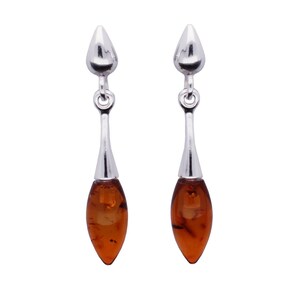 Sterling Silver handmade vintage earrings with baltic amber falling drops Women Jewelery, gift for Mom Wife Sister