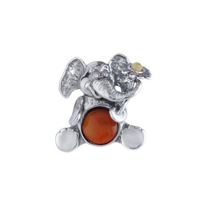 Sterling Silver handmade vintage elephant pendant with baltic amber Women Jewelery, gift for Mom Wife Sister