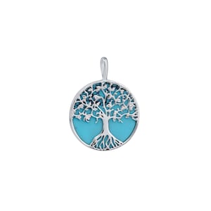 Sterling Silver handmade vintage pendant with turquoise tree Women Jewelery, gift for Mom Wife Sister