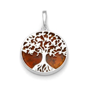 Sterling Silver handmade vintage pendant with baltic amber tree Women Jewelery, gift for Mom Wife Sister
