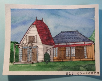 Watercolor inspiration My neighbour - handmade - made in France