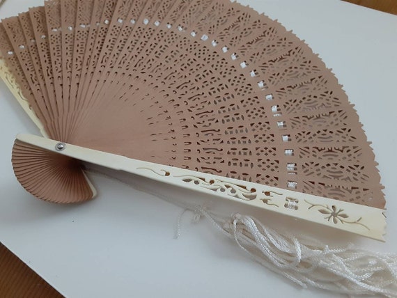 Old wooden fan with tassel - image 2