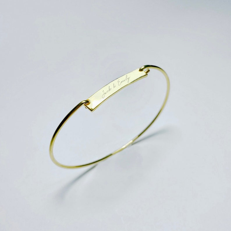 Custom Handwriting Jewelry \u2022 Nominami ID Bangle \u2022 Personalized Memorial Bracelet \u2022 14 k Gold Vermeil