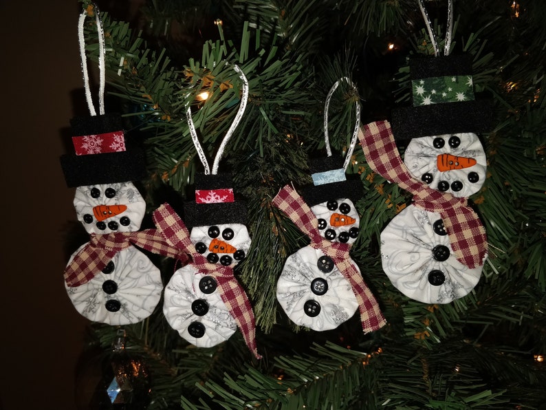Snowman Yoyo Ornaments 4pack Family Etsy