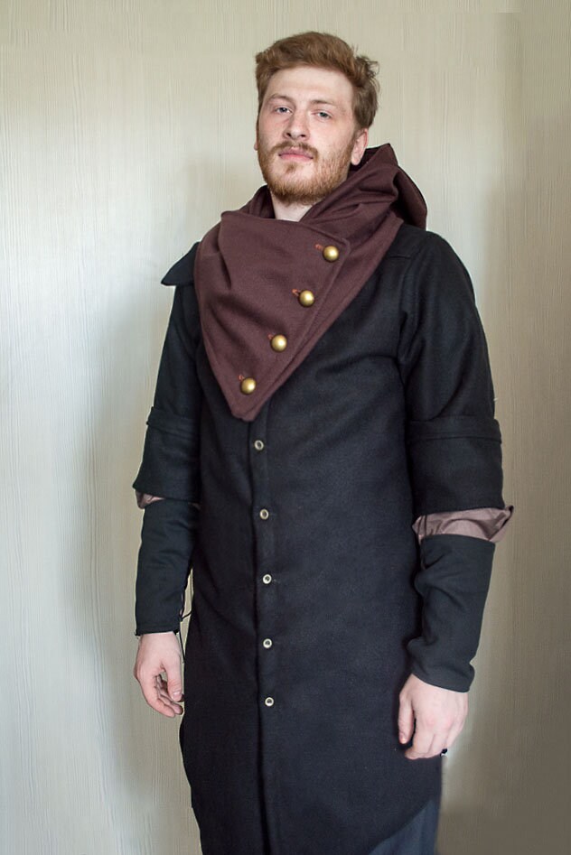 Medieval Fantasy Riding Hood Larp Cowl Wool Chaperon Garb Etsy